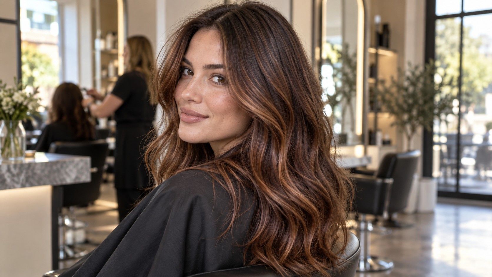 Soft brunette hair with subtle dimensional highlights